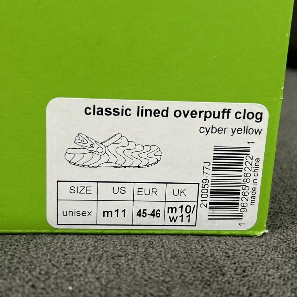 Crocs Classic Lined Overpuff Clog Men 11 Cyber Yellow Slip On Comfort 210059-77J